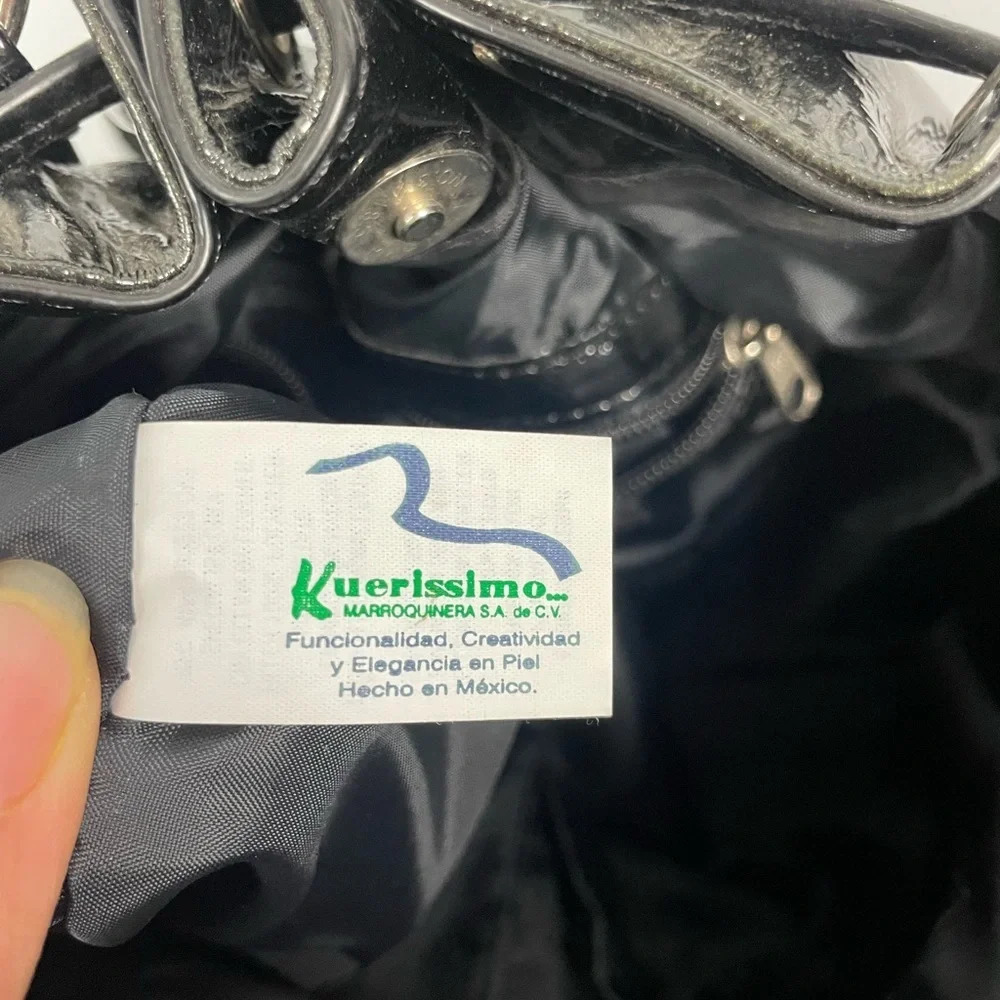 Kuerissimo Green Black Patent Leather Shoulder Bag - Picture 11 of 13